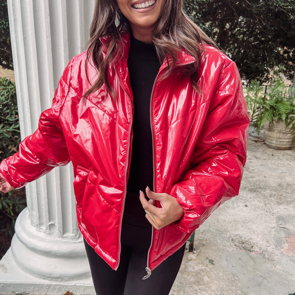 Red Liquid Leather Jacket – Indie Collection