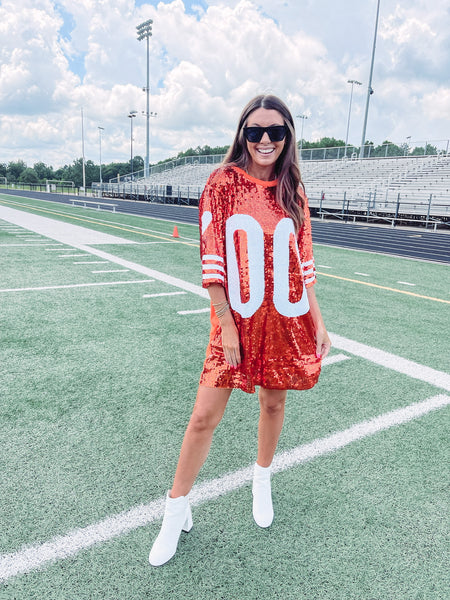 Orange Sequin Jersey Dress