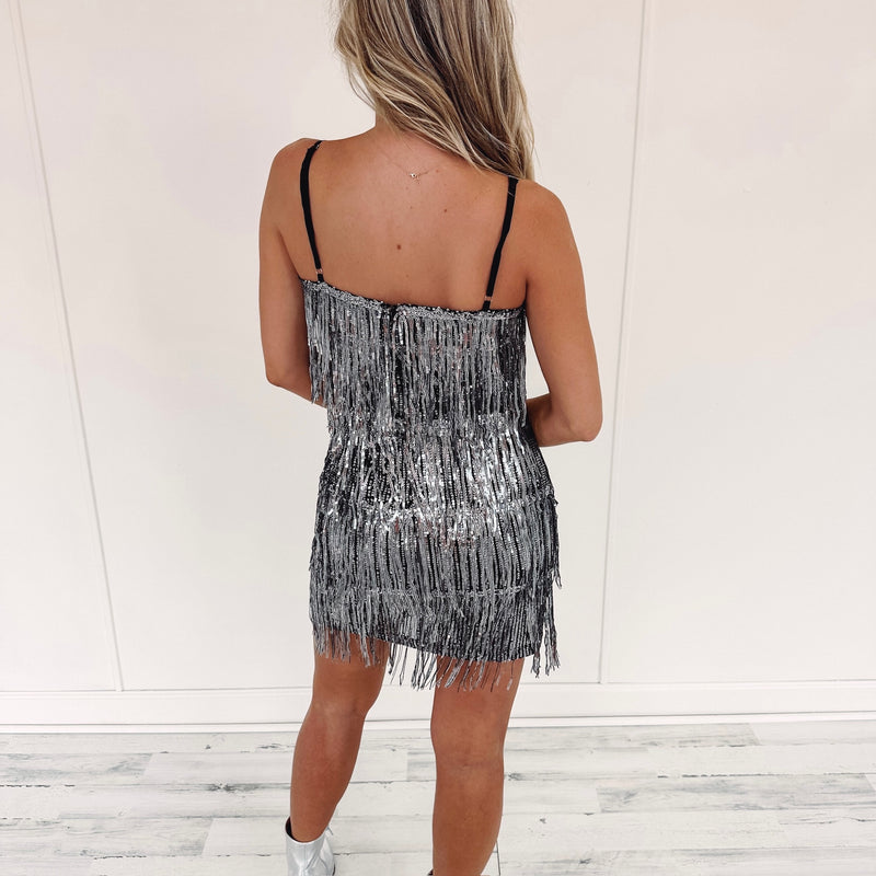 Tatum Sequin Dress -Black/Silver