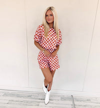 Orange Checkered Shorts