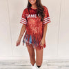 Gameday Fringe Sequin Top - Burnt Orange