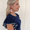 Game-Day Boot Earrings - Orange/White