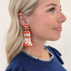 Game-Day Boot Earrings - Orange/White