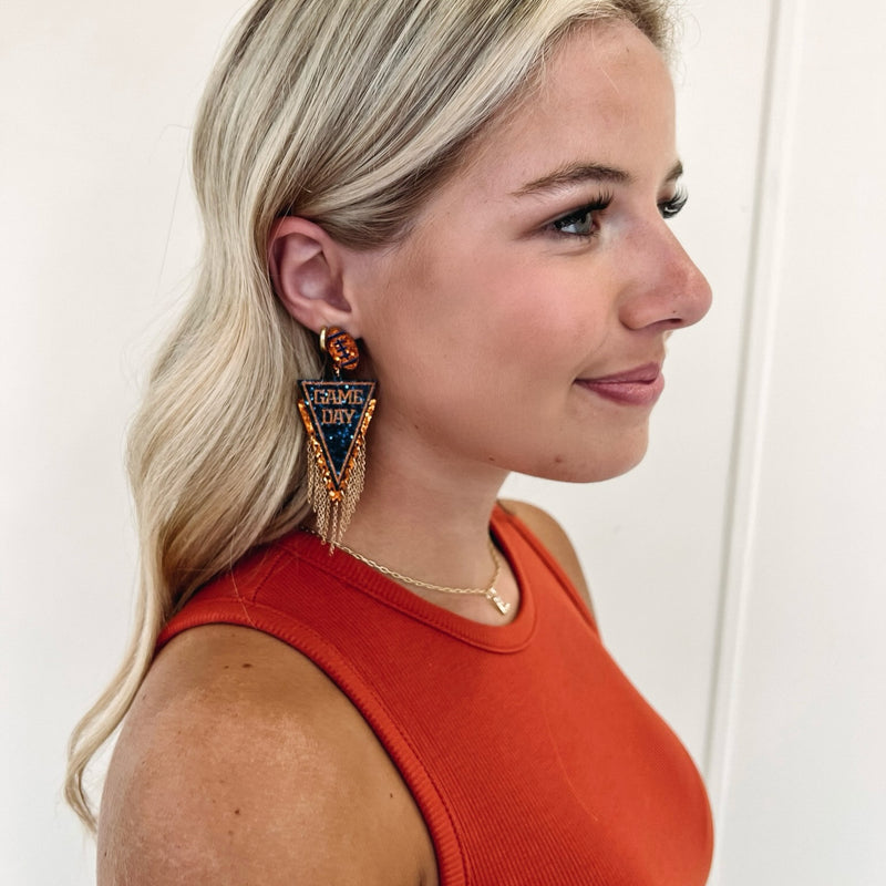 Game-Day Earrings - Blue/Orange