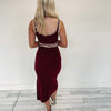 Cami Midi Dress - Burgundy/Tan