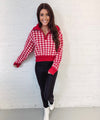 Houndstooth Half Zip - Red