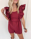 Rachel Romper - Burgundy