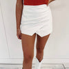 Raelyn Faux Leather Skort - White