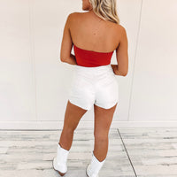 Raelyn Faux Leather Skort - White