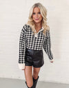 Houndstooth Half Zip - Black