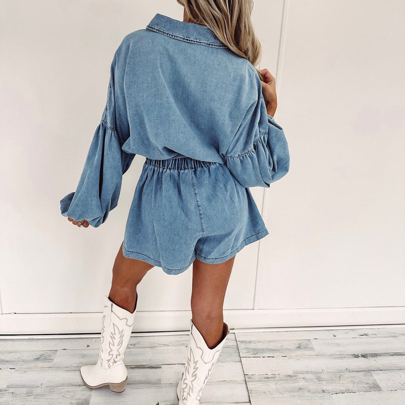 Bethany Denim Romper