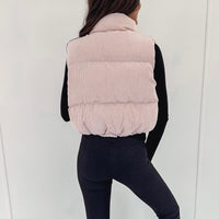 Cord Puffer Vest - Pink