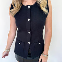 Crystal Button Sweater Vest