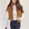 Cord Puffer Vest - Brown