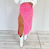 Pink Denim Skirt