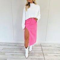 Pink Denim Skirt