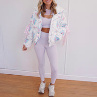 Floral Puffer Jacket - White