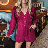 Blakely Corduroy Romper - Burgundy