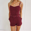 Presley Tweed Romper - Burgundy