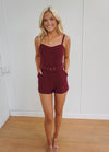 Presley Tweed Romper - Burgundy