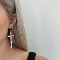 Pearl Cross Earrings