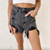 Black Distressed Denim Shorts