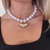 Puffy Heart Pearl Necklace