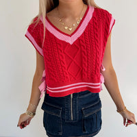 Cupid Sweater Vest - Red/Pink