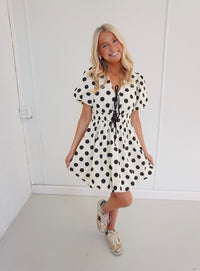 Sallie Polka Dot Dress - Cream/Black