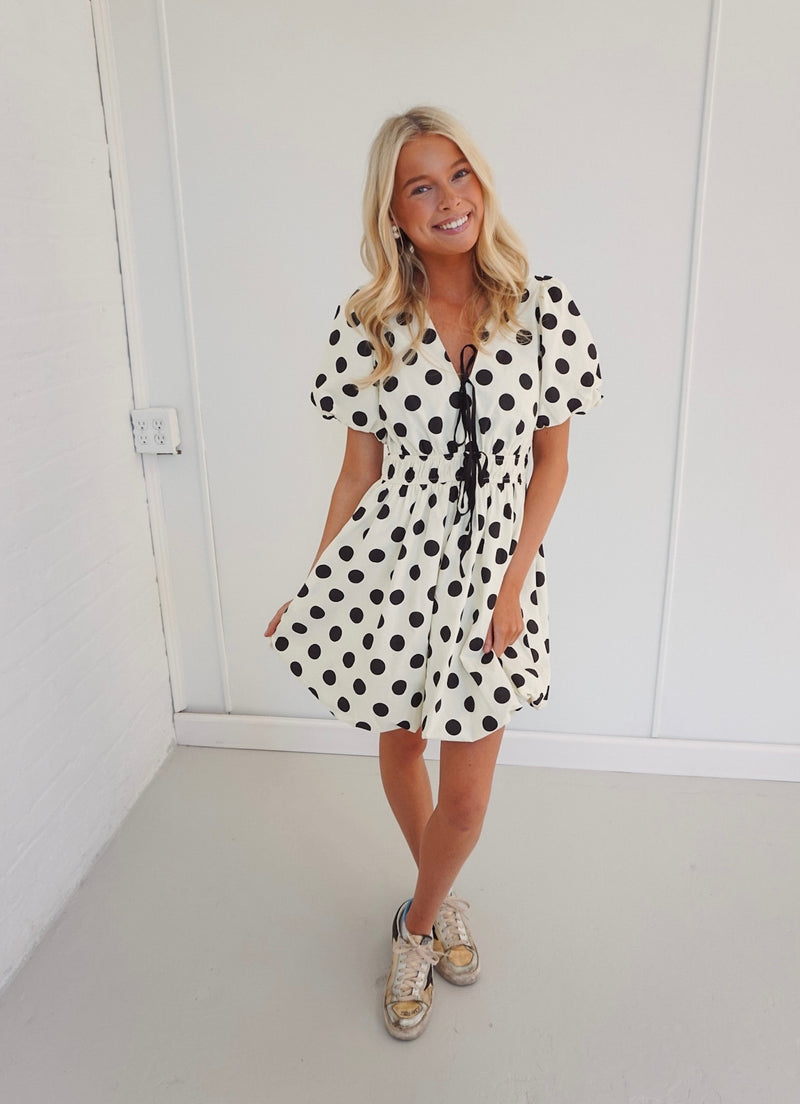 Sallie Polka Dot Dress - Cream/Black