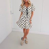 Sallie Polka Dot Dress - Cream/Black