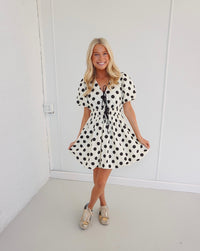 Sallie Polka Dot Dress - Cream/Black