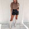 Taylor Puff Sleeve Sweater - Mocha