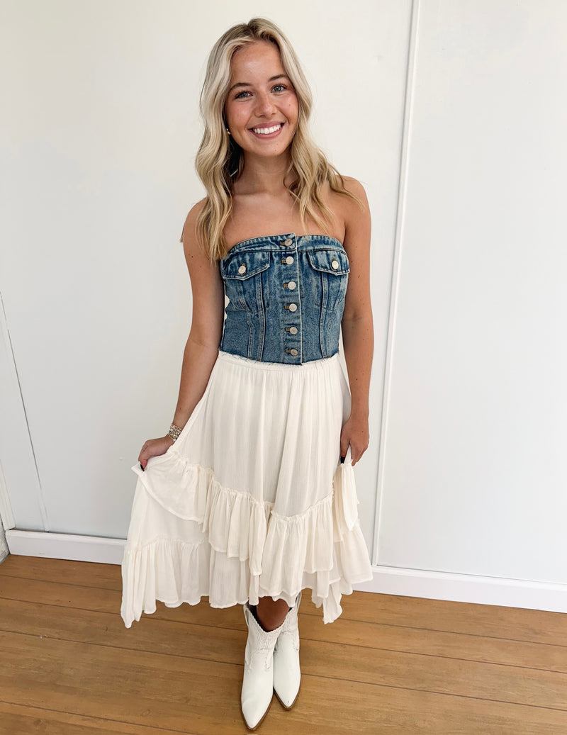 Kaylani Denim Corset Top