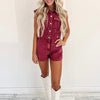 Collins Denim Romper - Burgundy