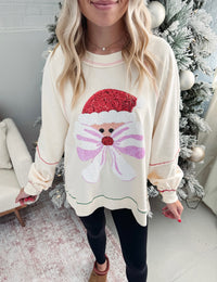 Santa Bow Pullover - Cream