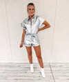 Kelsey Faux Leather Romper - Silver