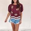 Sequin Football Top - Maroon