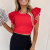 Gwen Ruffle Sweater - Red