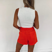 Orange Corduroy Shorts