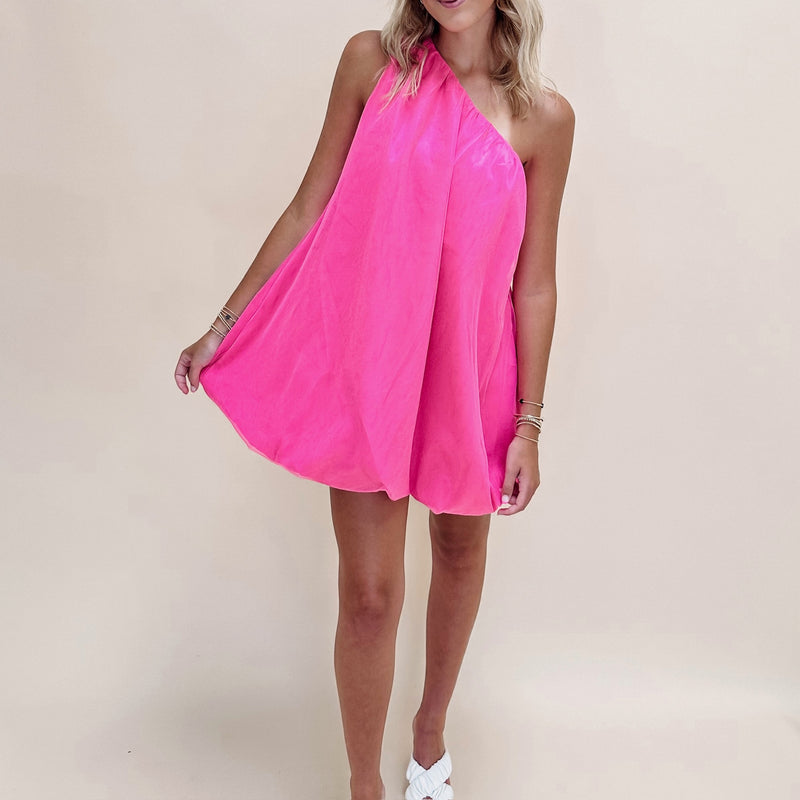 Off Shoulder Bubble Dress - Pink