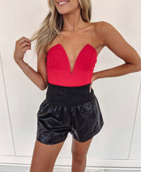 Adair Faux Leather Shorts - Black