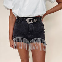 Belted Rhinestone Shorts