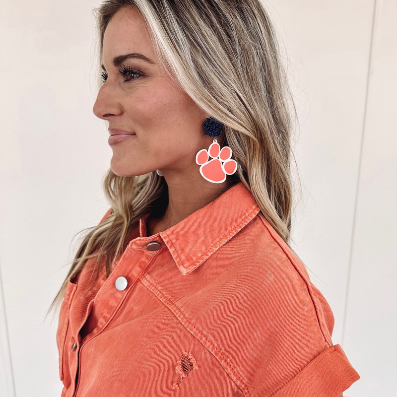 Paw Earrings - Orange