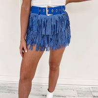 Blue Fringe Skort