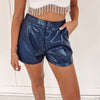 Kinsley Faux Leather Shorts - Navy