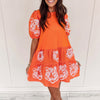 Tiger Babydoll Dress - Orange