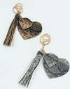 Snake Print Heart Keychain