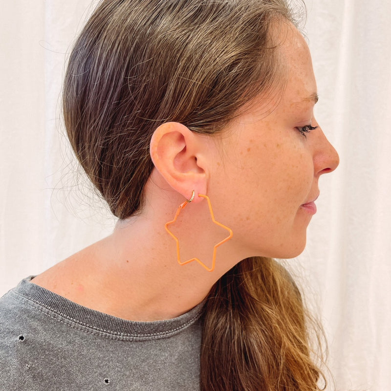 Orange Star Earrings