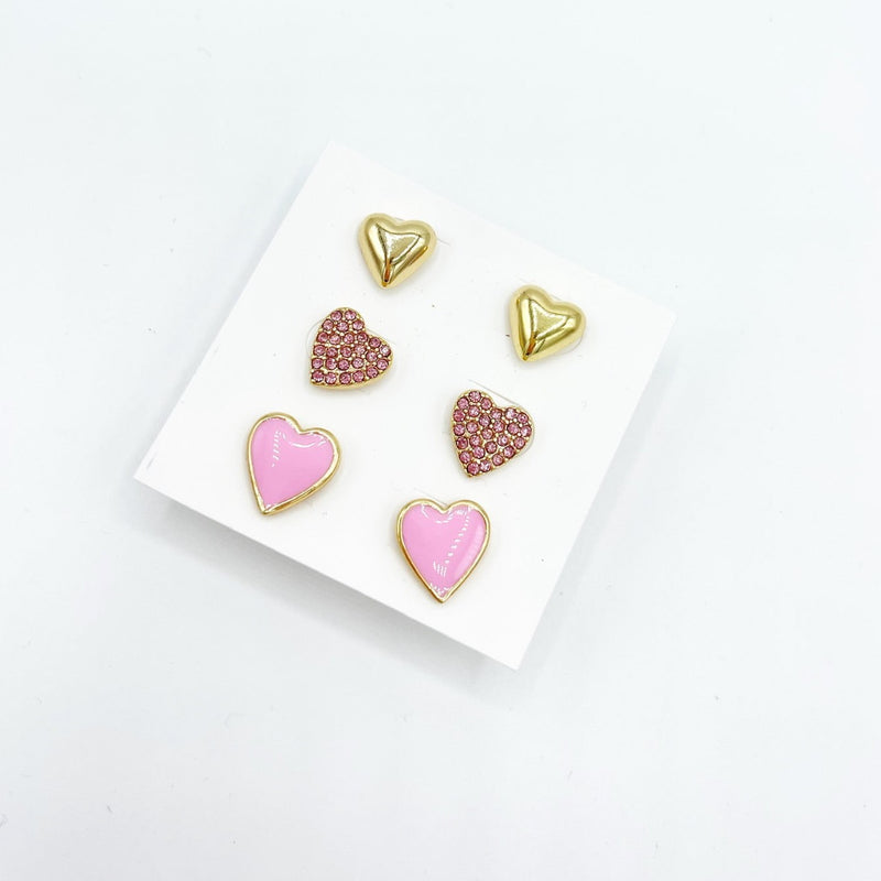 Heart Stud Earring Set